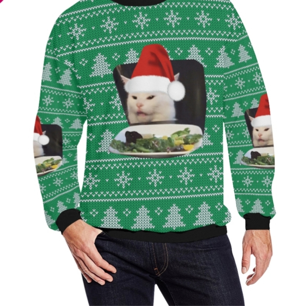 Confused Cat Christmas Sweater